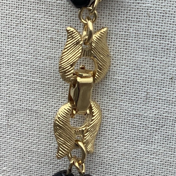 Vintage D’Orlan Black Glass and Gold Beaded Necklace - Picture 2 of 2